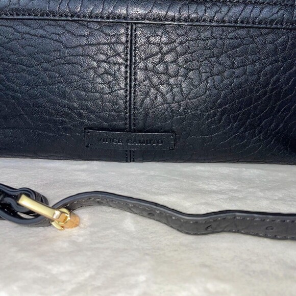 Vince Camuto Axmin Satchel Black Bublam Leather Crossbody Top Handle Bag Purse - Picture 3 of 12